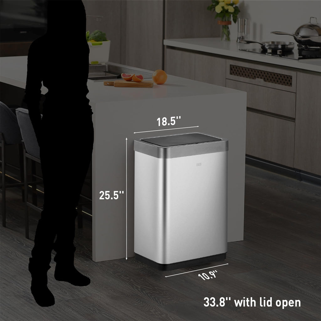 EKO Mirage X Sensor Bin | 40L Dual Compartment Stainless Steel