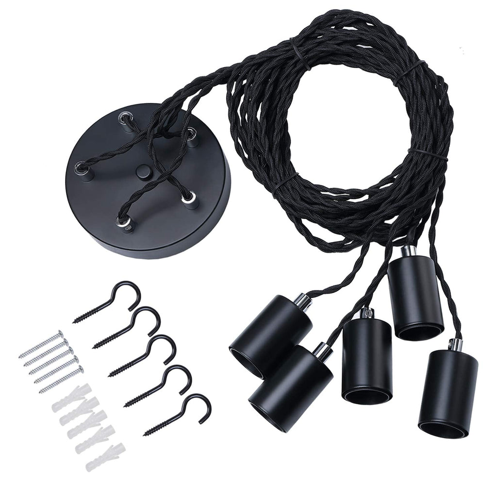 5-Light Spider Pendant Light – Black Retro Industrial Cluster