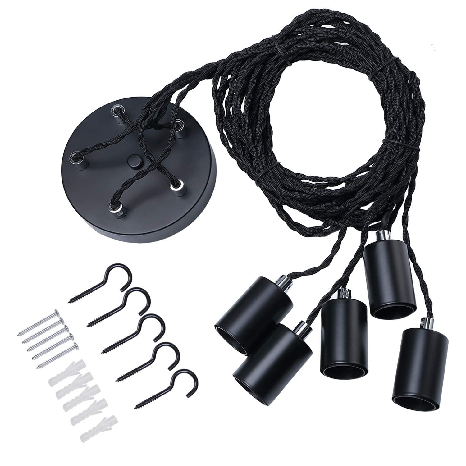 5-Light Spider Pendant Light – Black Retro Industrial Cluster