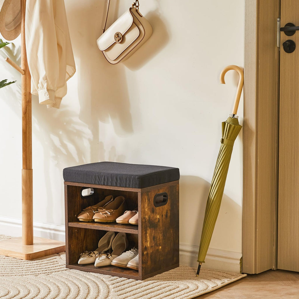 YMYNY Shoe Storage Bench with Padded Seat | 2-Tier Adjustable Rack