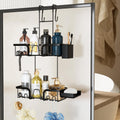 ANTREATU Over Door Shower Caddy – 2 Tier Rustproof Hanging Shelf, Black
