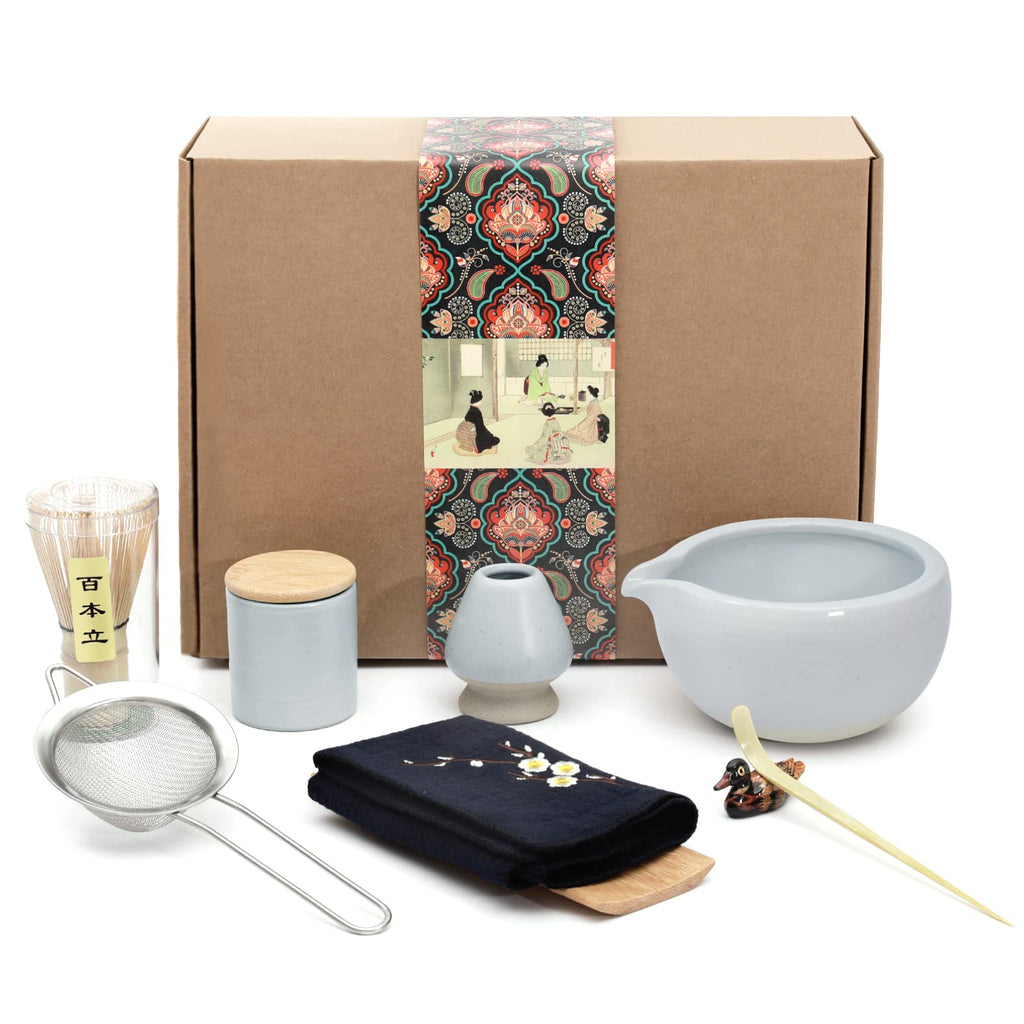 Artcome 9-Piece Japanese Matcha Tea Set with Pouring Spout Bowl & Whisk