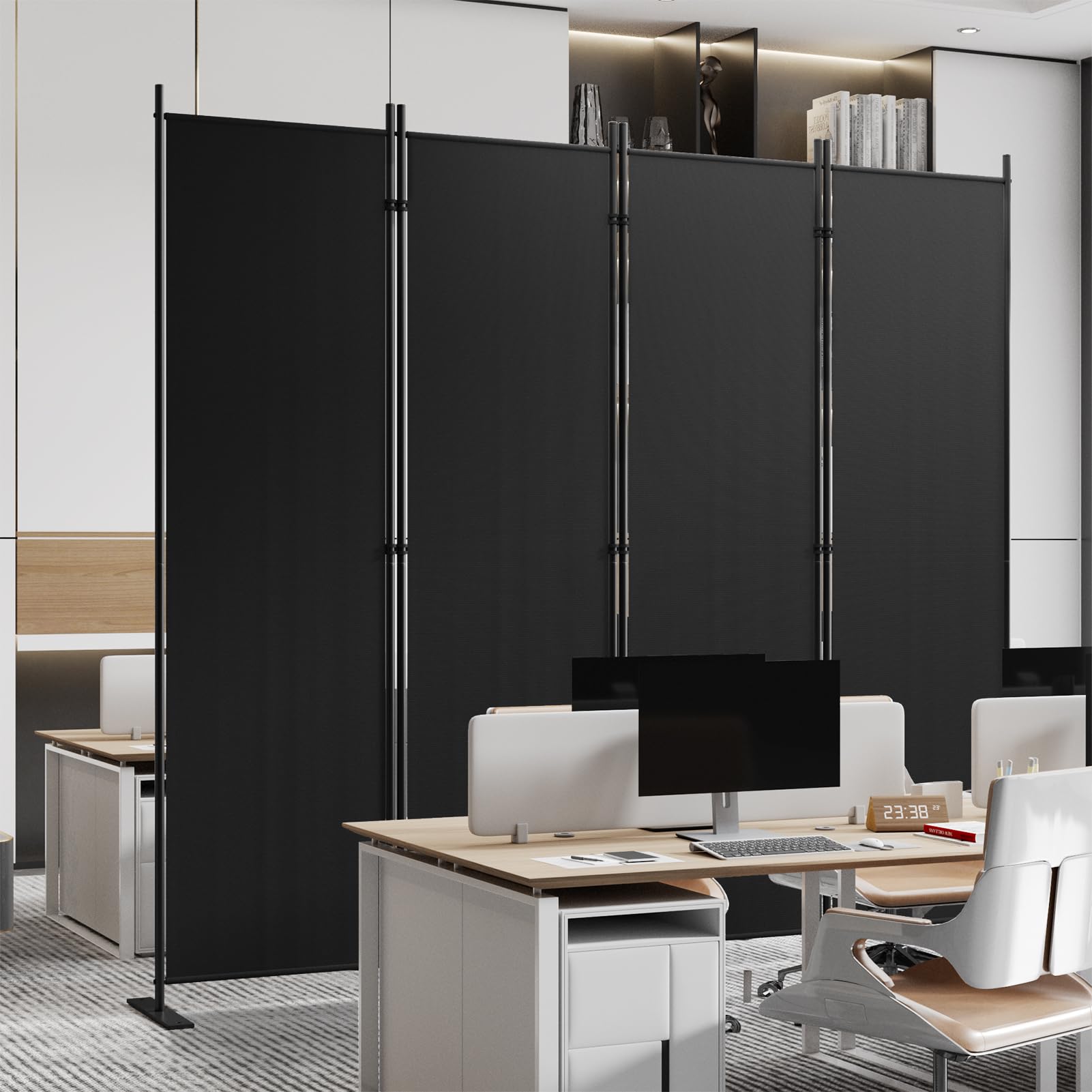 C-Hopetree 4-Panel Room Divider | 180cm Folding Privacy Screen – Black