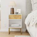 HEYZOEY Modern Bedside Table - 40cm Nightstand with Drawer and Shelf
