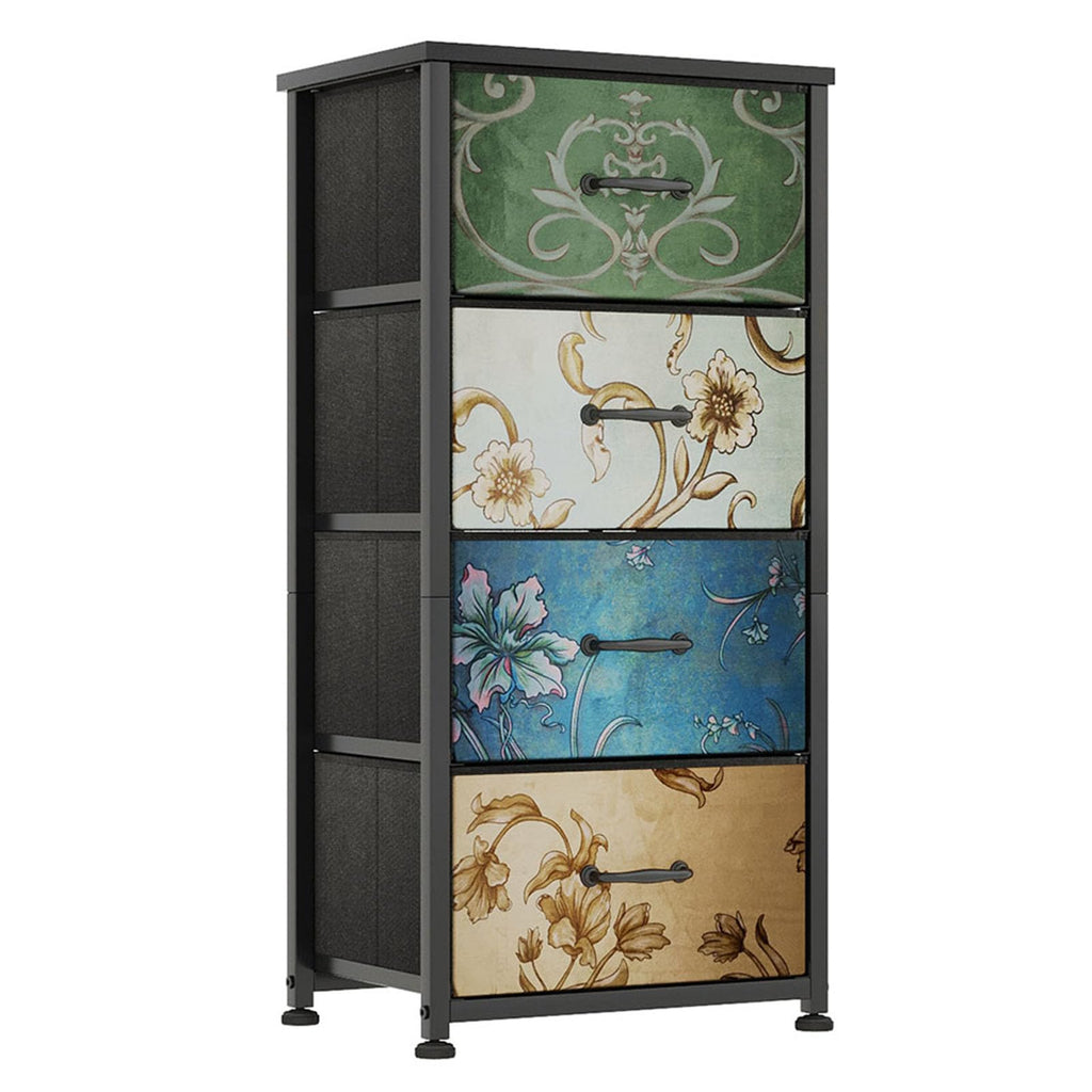 Jolof Store Floral 4-Drawer Fabric Dresser – Small Chest of Drawers
