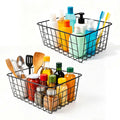 2 Metal Wire Storage Basket with Handles for Kitchen Cabinet Bedroom Bathroom Heavy Duty Rust Resistant Mesh Design Ideal for Organizing Household - image 1