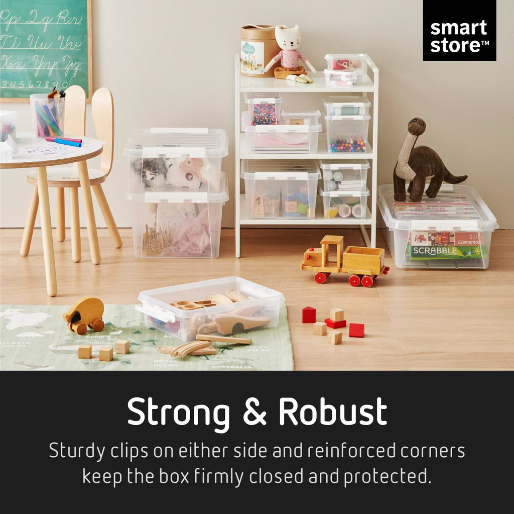 SmartStore 3.6L Plastic Storage Boxes with Lids - Set of 8 | Transparent