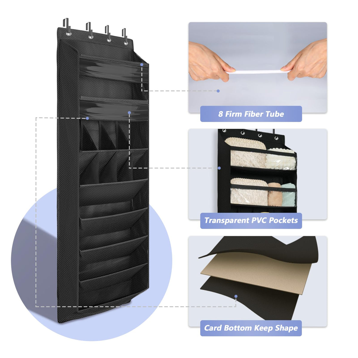 FENTEC Over Door Shoe Storage Organiser, 8 Tier Hanging Shoe Rack Storage - image 4