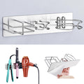 YYBO 3-in-1 Hair Dryer and Straightener Holder – Adhesive Wall Mount Silver