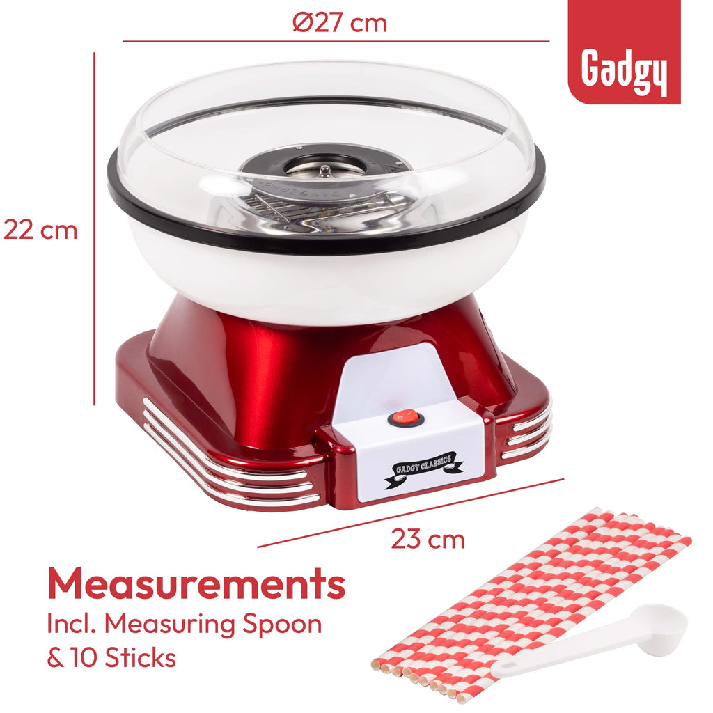 Gadgy Retro Candy Floss Machine - 500W Cotton Candy Maker with 10 Sticks