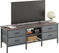 CAIYUN 55 Inch TV Stand with 4 Drawers - Industrial Media Console, Grey
