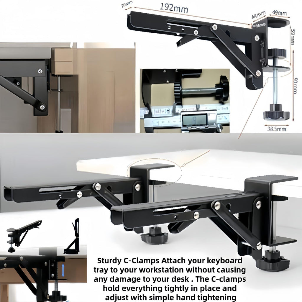 Adjustable Desk Extender,Folding Shelf Bracket with Table-Mount Clip,2 Pcs - image 2