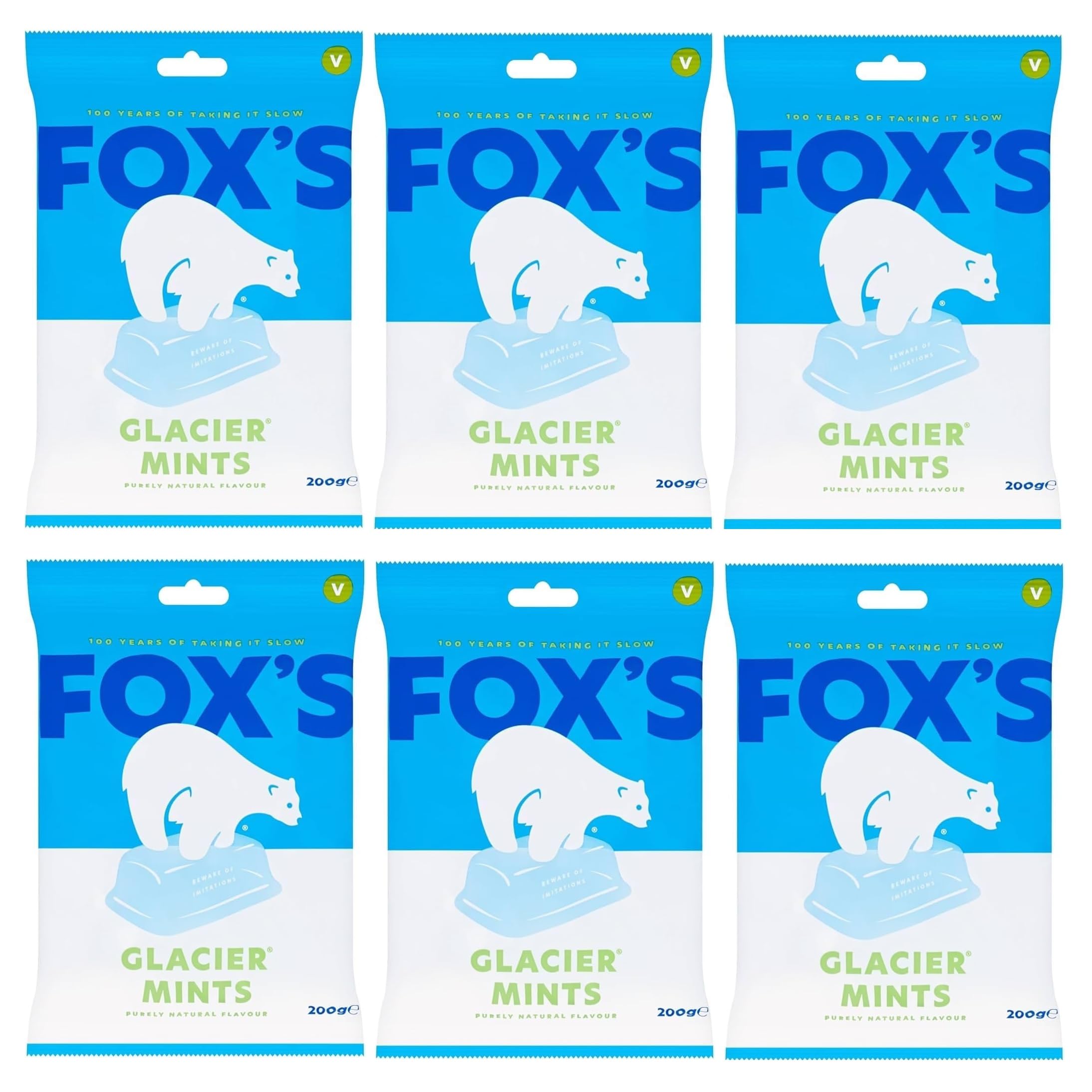 Fox's Glacier Mints - Refreshing Hard Candy Mint Sweets (200g) - 6 Pack