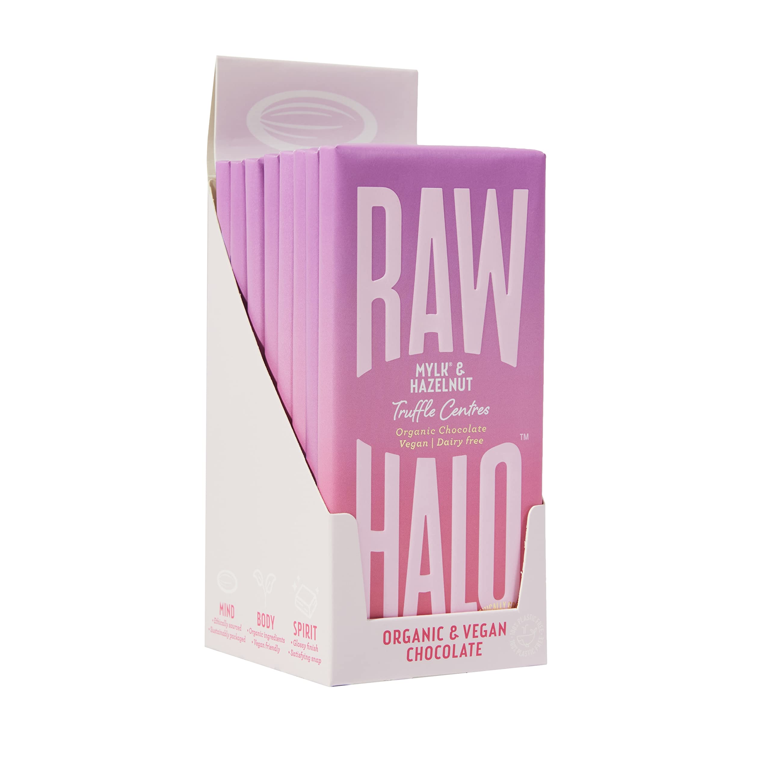 Raw Halo Vegan Mylk & Hazelnut Truffle Chocolate Bars - 8 x 90g