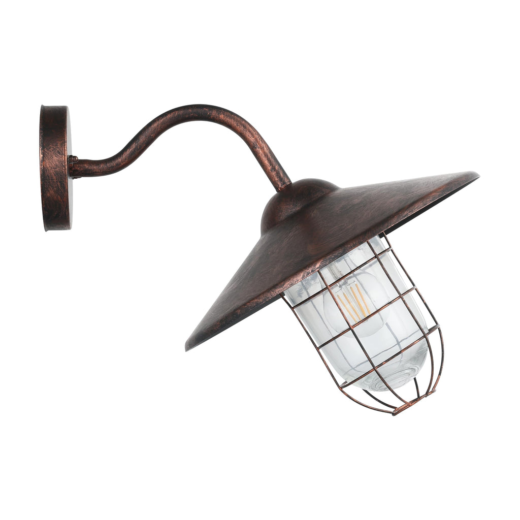 Eglo Melogoa Outdoor Wall Light | Antique Copper Vintage Porch Lantern