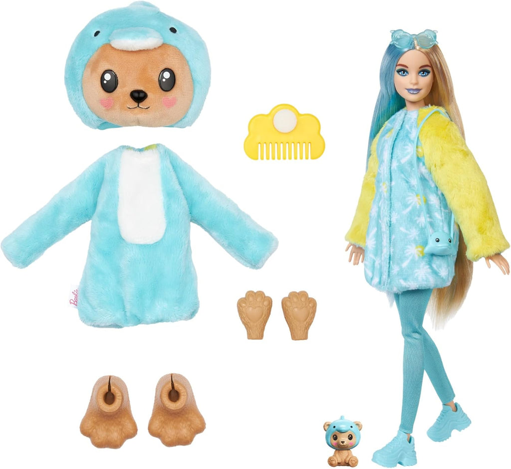 Barbie Cutie Reveal Doll - Teddy Bear in Dolphin Costume with 10 Surprises