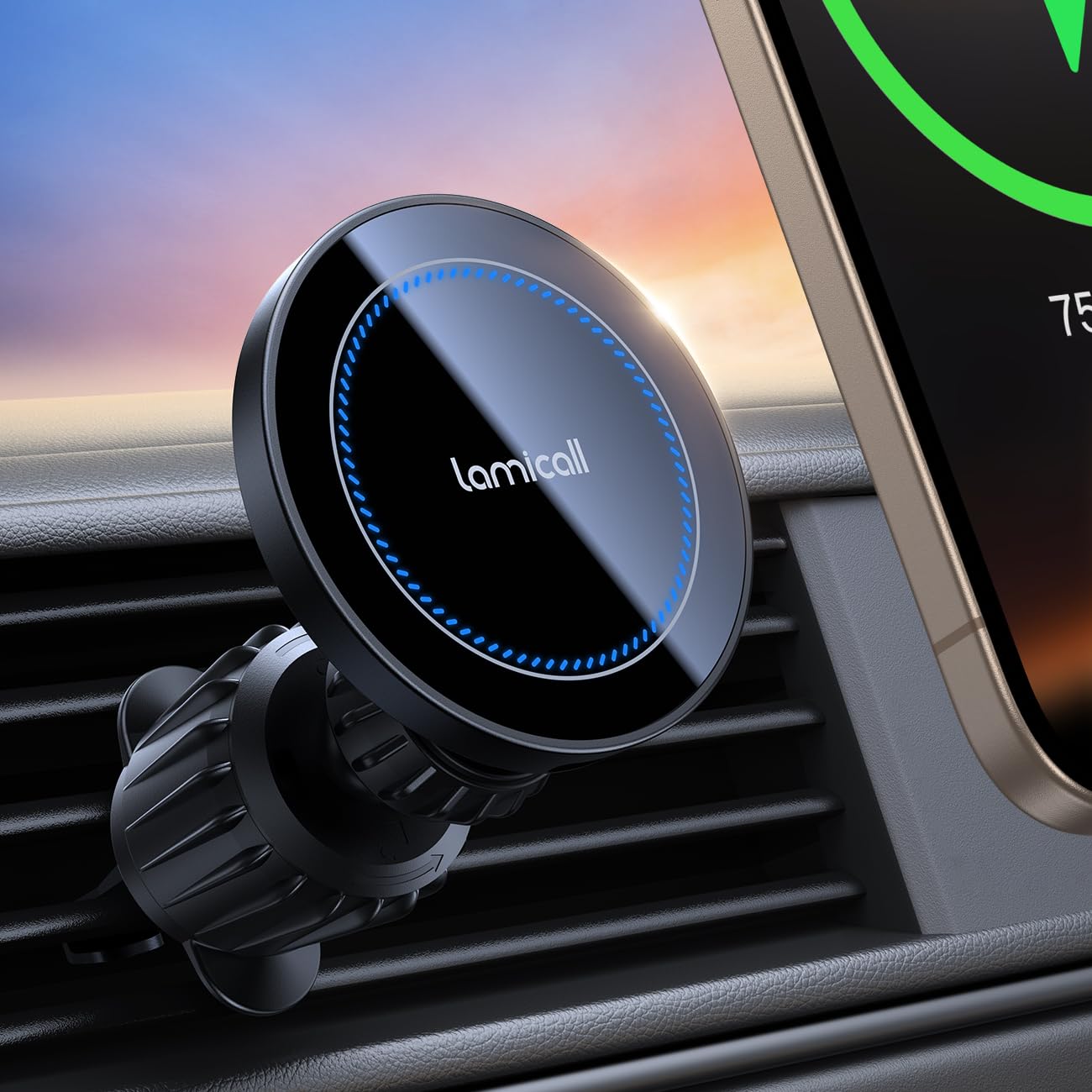 Lamicall 15W Magnetic Wireless Car Charger for iPhone 16 15 14 – Black