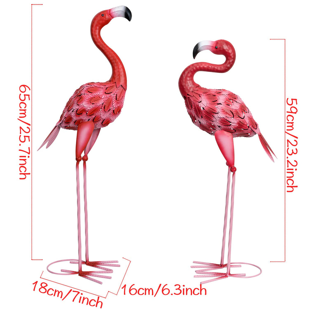 Metal Flamingo Garden Statues – Set of 2 Outdoor Yard Art