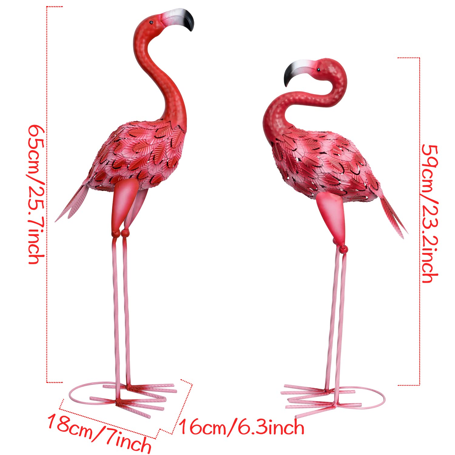 Metal Flamingo Garden Statues – Set of 2 Outdoor Yard Art