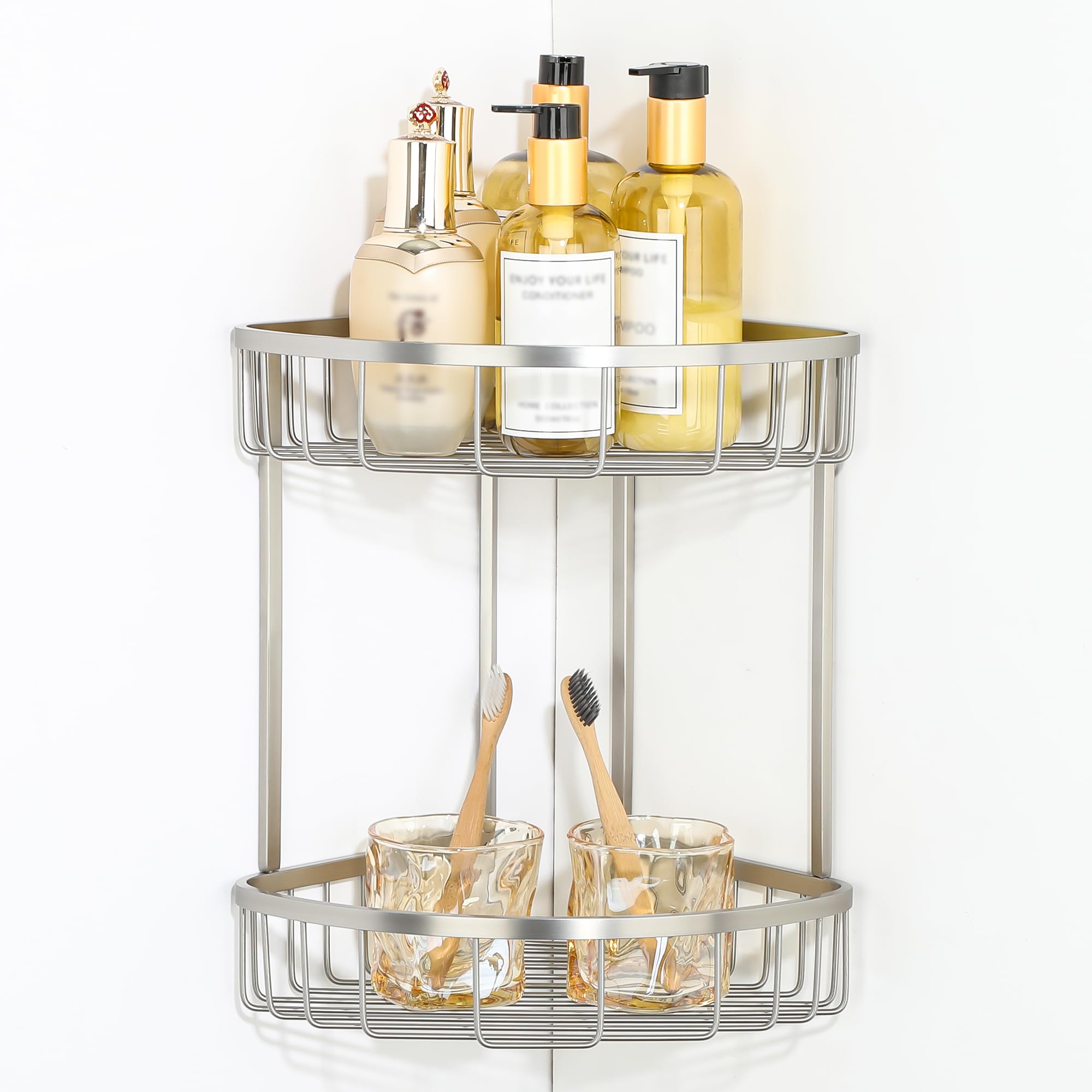 SAYAYO 2-Tier Corner Shower Caddy – SUS304 Stainless Steel Storage Basket