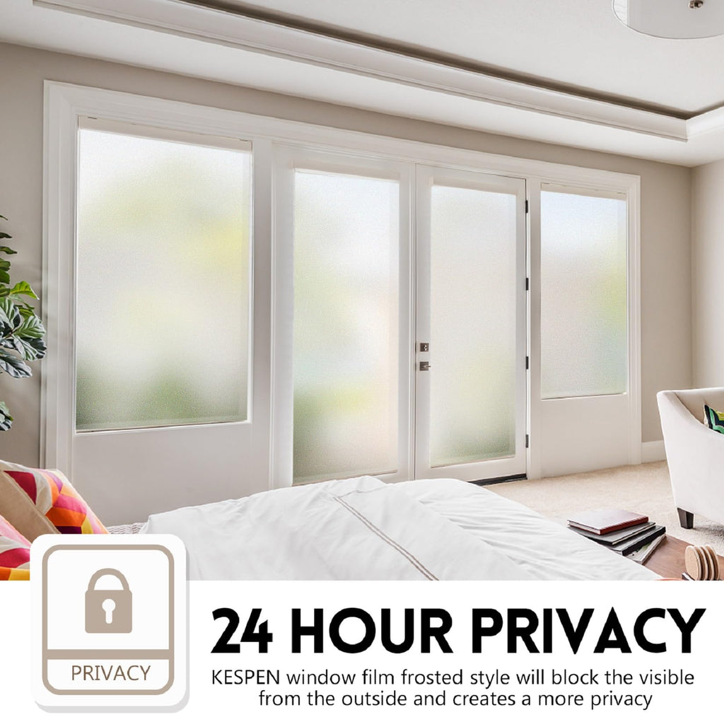 KESPEN Frosted Privacy Window Film | Static Cling Heat Blocking, 75x400cm