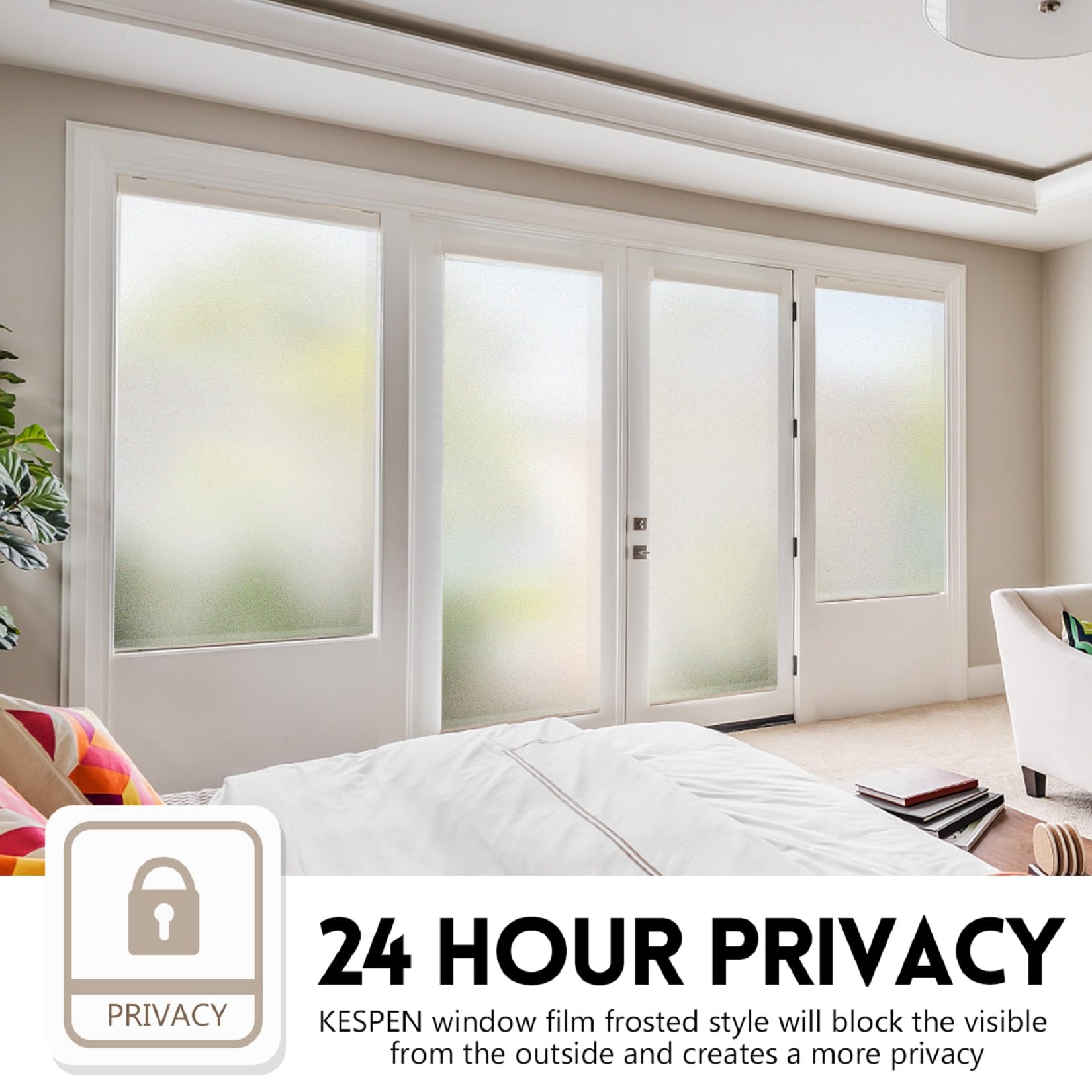 KESPEN Frosted Privacy Window Film | Static Cling Heat Blocking, 75x400cm