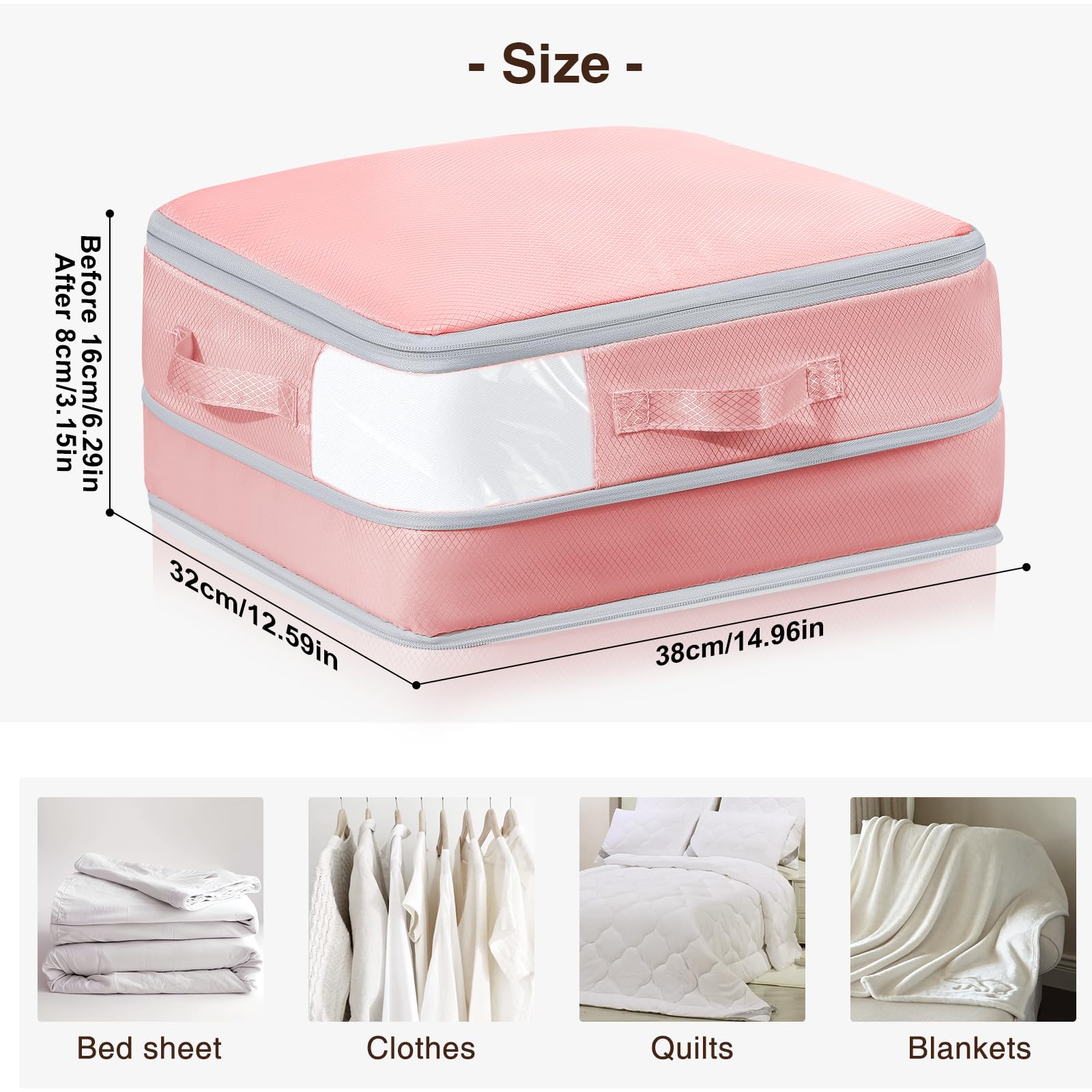 DIMJ 6 Pack Self Compression Storage Bags | Foldable Nylon Organisers