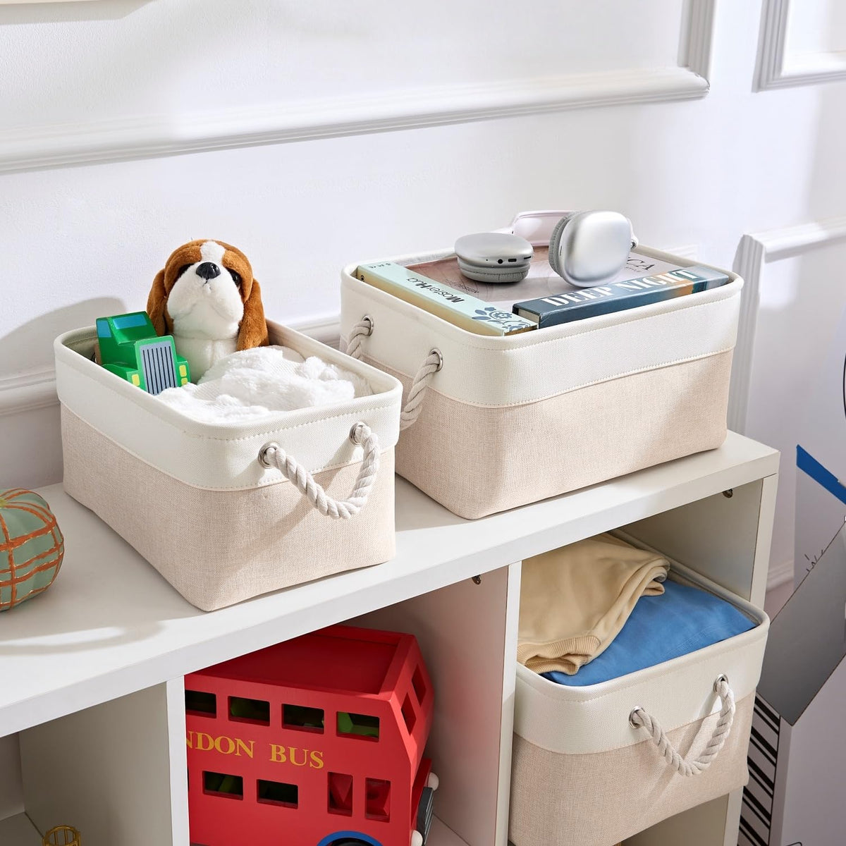 Mangata Small Storage Box, Thickened Fabric Storage Basket with Handles for Shelves Toy S, 1 Pack - image 2