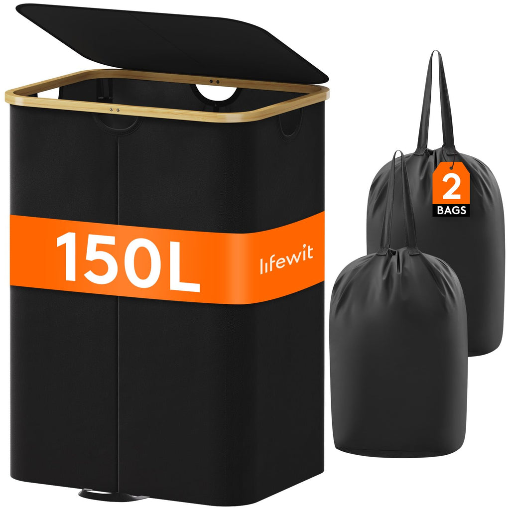 Lifewit 150L Laundry Basket with Lid | Large Foldable Hamper with Bags