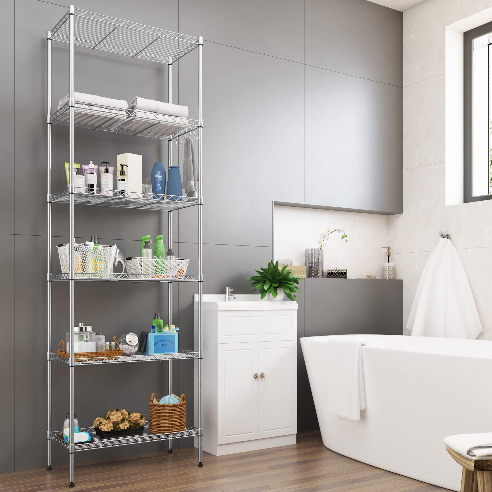 6-Tier Wire Shelving Unit | Heavy Duty Metal Storage Rack