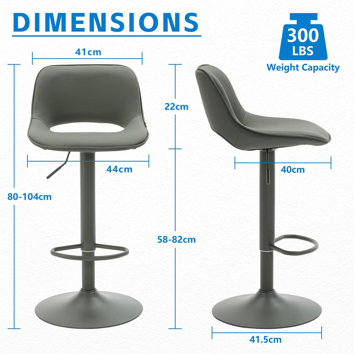 YOUNIKE Bar Stool Set of 2 Modern Swivel, Adjustable Counter Height with Faux Leather Upholstered Hollow Back for Kitchen Island, Olive Green - image 2