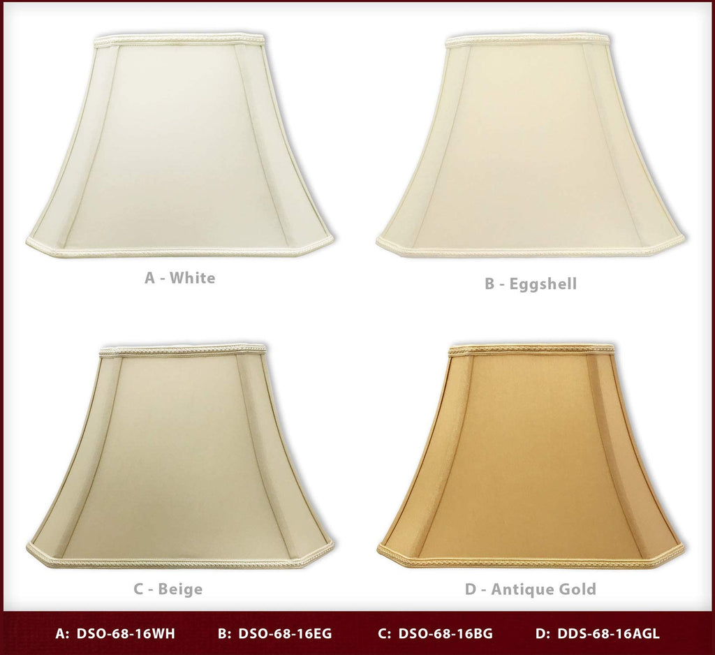 Royal Designs Rectangle Bell Cut Corner Shantung Silk Lamp Shade – Beige