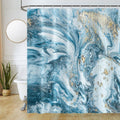 Uiiooazy Blue Marble Shower Curtain | Waterproof Polyester Bath Decor