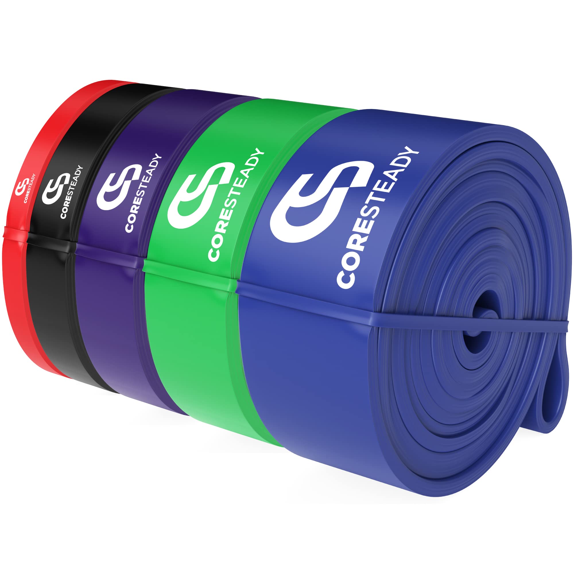 Coresteady Pull Up Resistance Bands Set of 5 - Heavy Duty Latex Loop Bands
