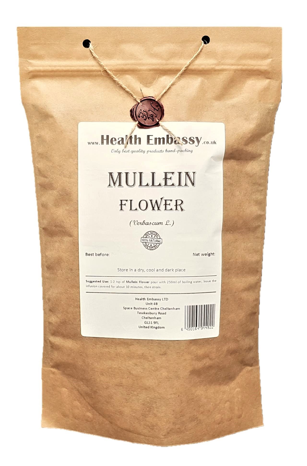 Mullein Flower Loose Herbal Tea by Health Embassy – Verbascum L (100g)