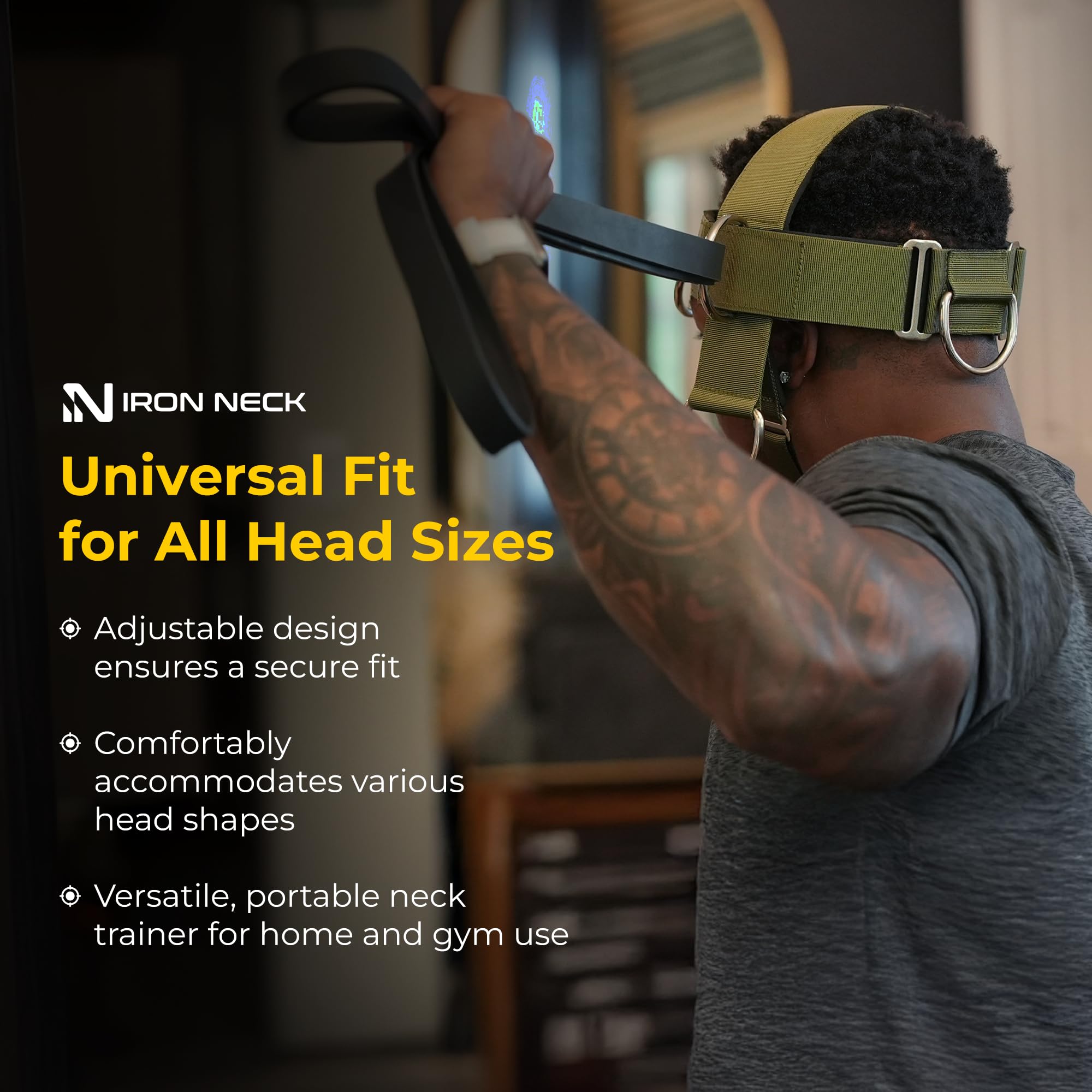 Iron Neck Alpha Harness | Adjustable Neoprene Neck Trainer with D-Rings