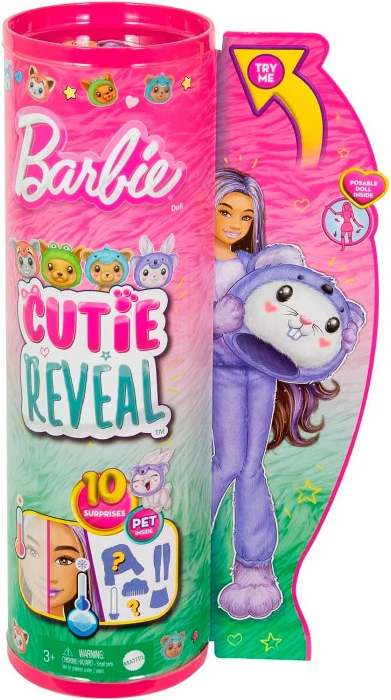 Barbie Cutie Reveal Doll – Bunny in Koala Plush Costume with 10 Surprises