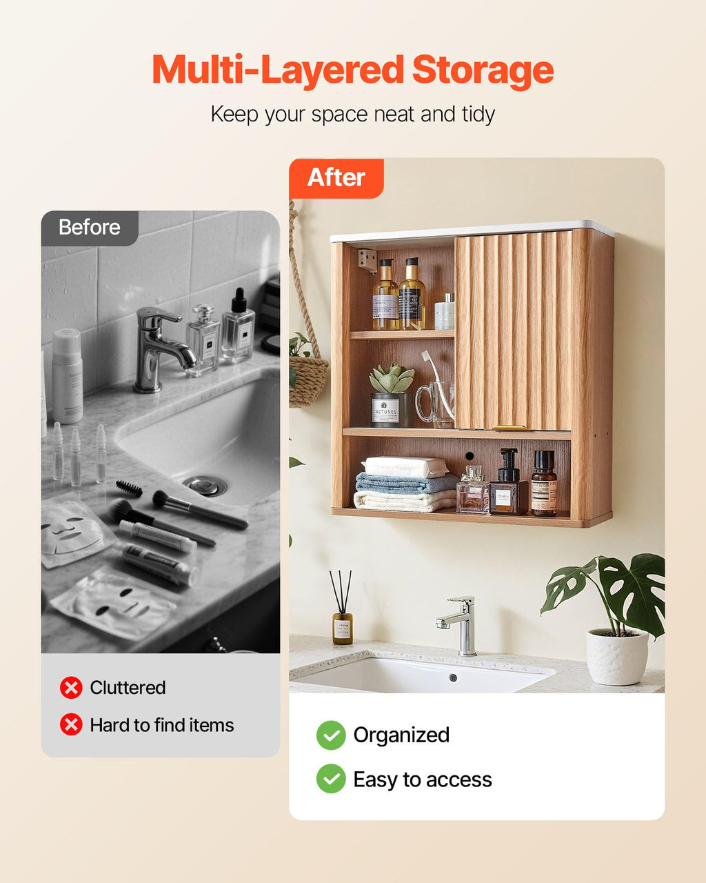 VEVOR Bathroom Wall Cabinet, with Door and Adjustable Shelf, Over the Toilet Storage Medicine Cabinet Wall Mounted - image 3
