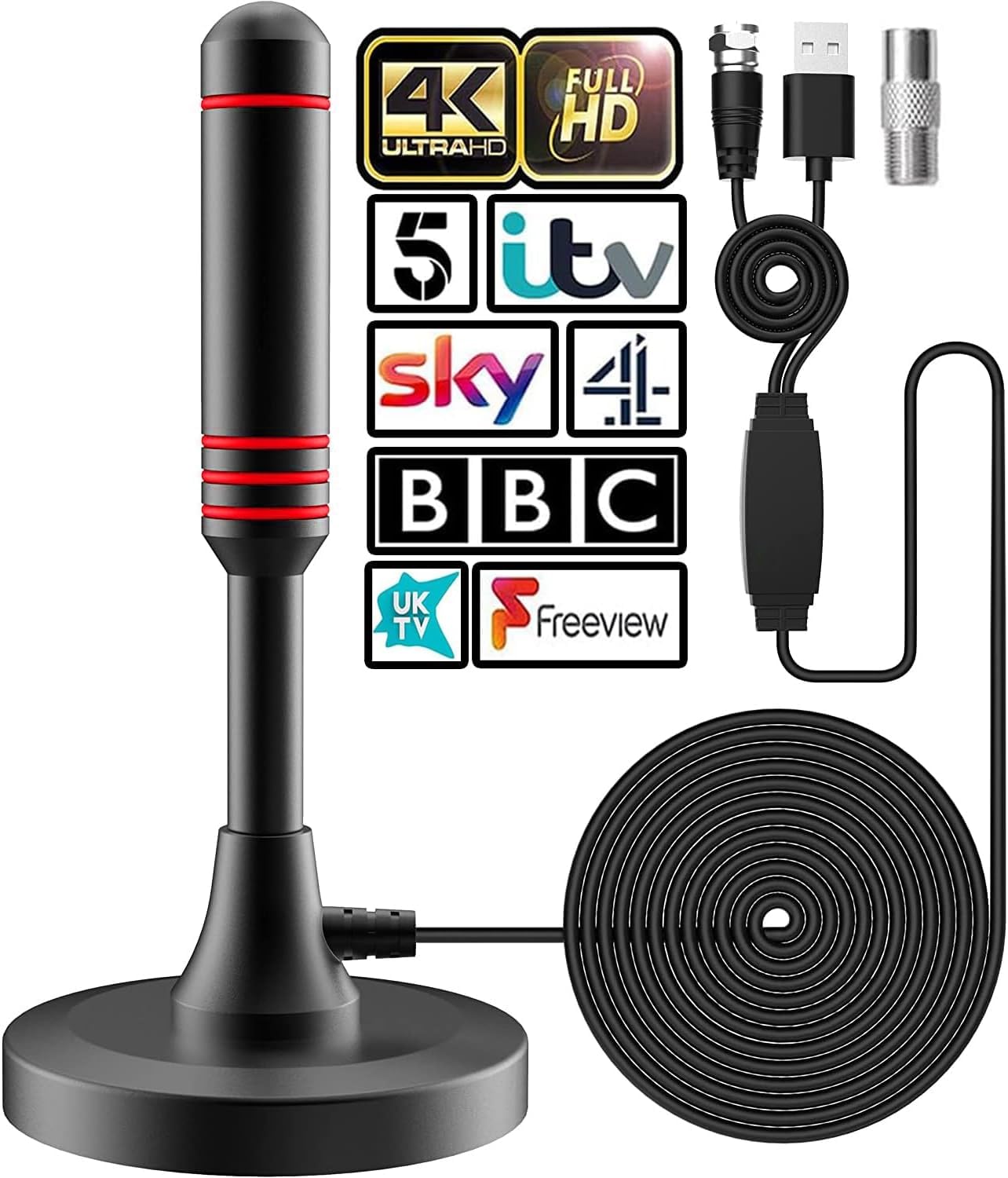 Jolof Store Indoor Digital TV Aerial - 4K 1080P Freeview Antenna with Booster