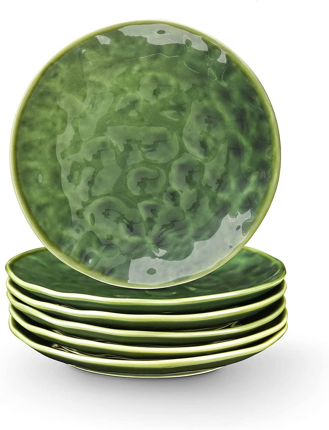 Jolof Store 8-Inch Ceramic Dessert Plates | Set of 6 Fluted Porcelain