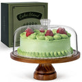 ANBOXIT Acacia Wood Cake Stand with Acrylic Dome Lid – Footed Display