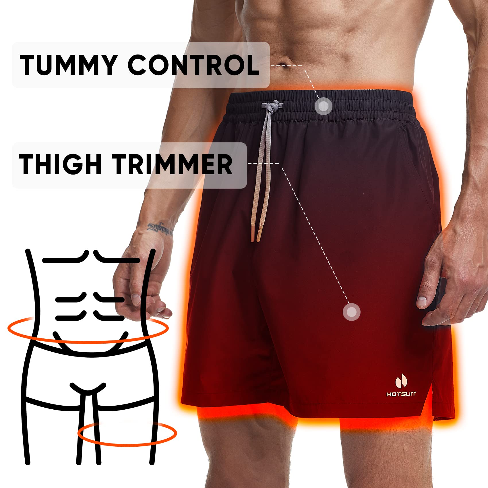 HOTSUIT Men's Sauna Shorts – Silver-Heat Sweat Pants for Gym & MMA