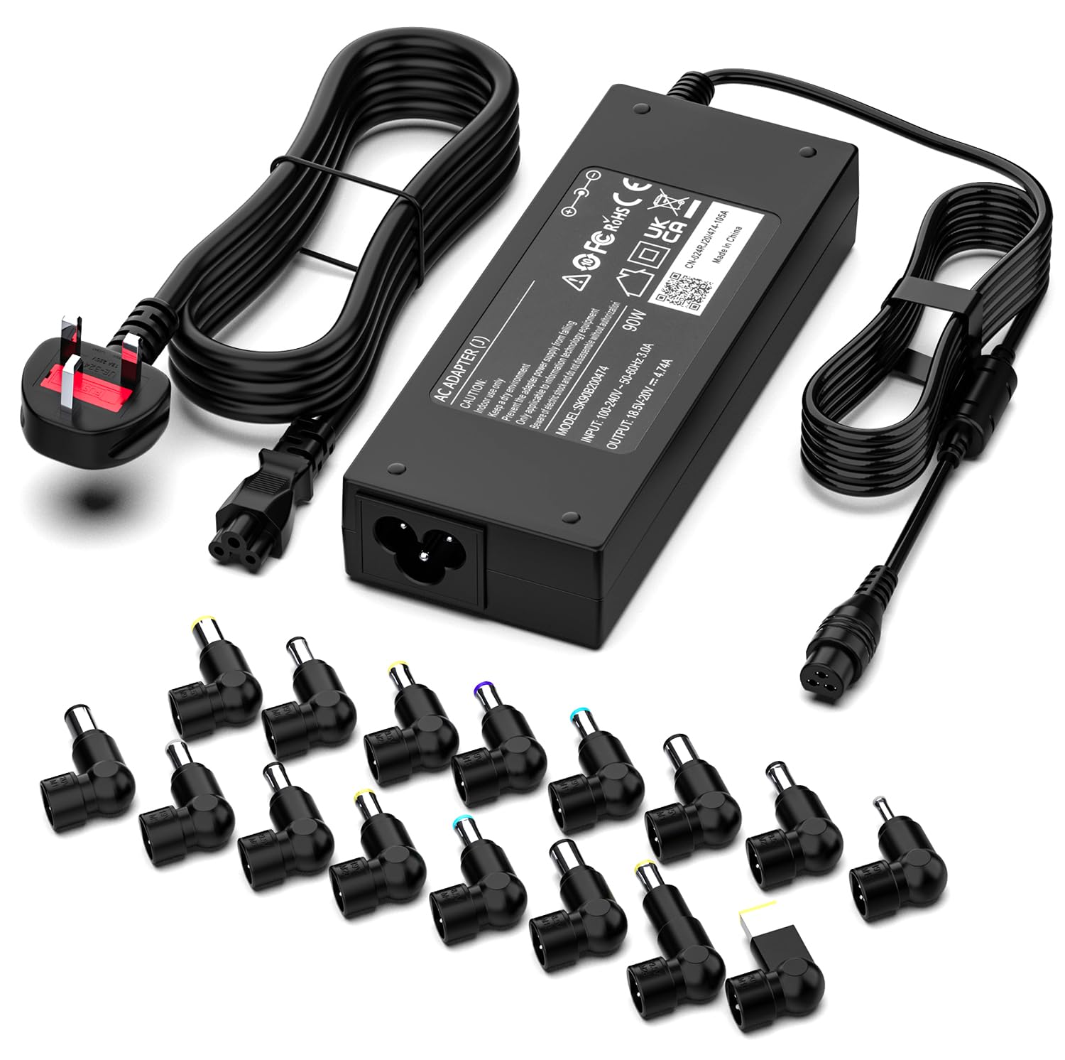 90W Universal Laptop Charger Adapter with 16 Tips