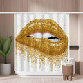 Golden Lips Shower Curtain | Mold Resistant Polyester Fabric