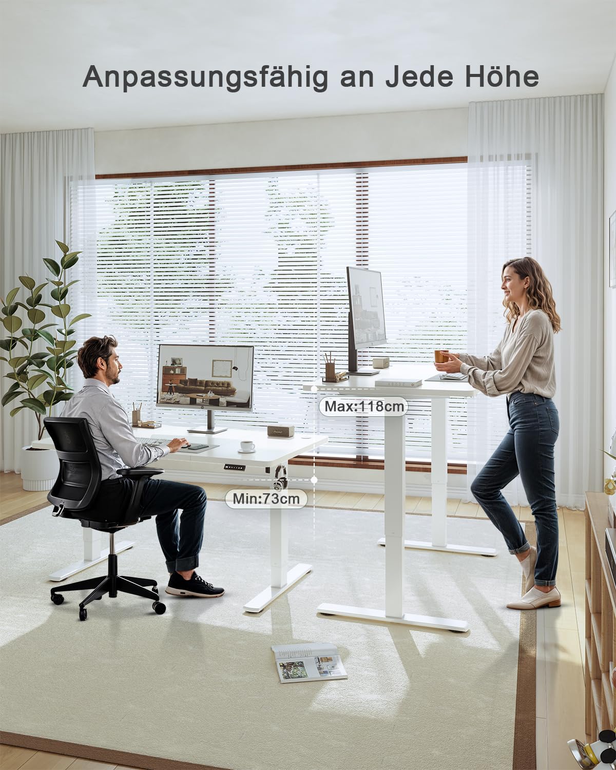 JUMMICO 80x60cm Electric Standing Desk with USB Charging Height Adjustable Desk with Sedentary Reminder Stand Up Desk with Splice Board for Home - image 5