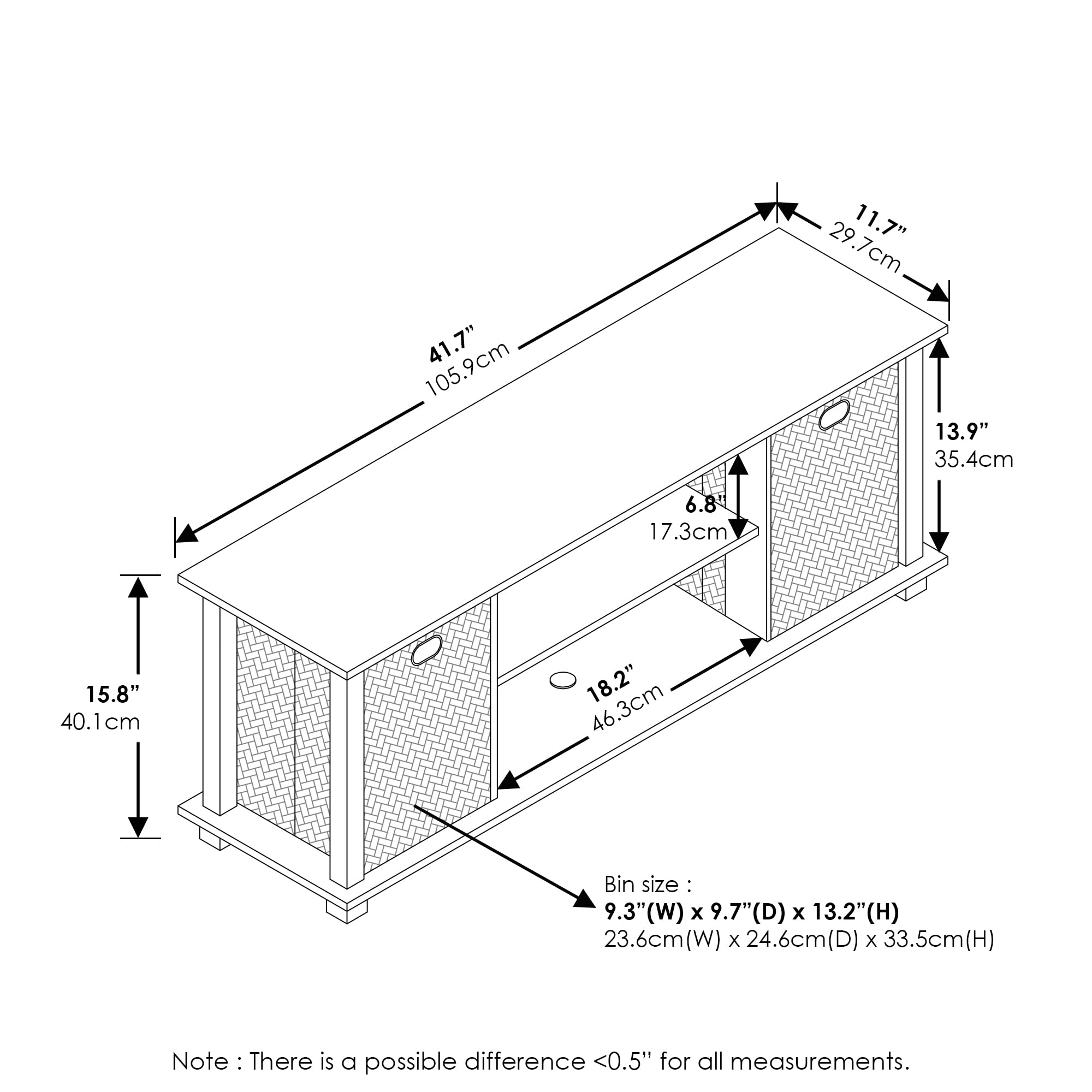 Furinno TV Stand Entertainment Center with 2 Drawers for 50-inch TV