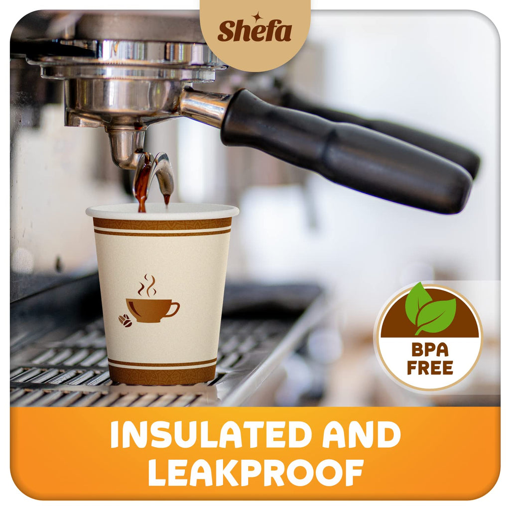 Shefa 8oz Paper Coffee Cups – 1000 Pack Heat-Resistant Takeaway Cups