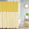 Jolof Store Farmhouse Shower Curtain | Yellow Striped Linen Cotton Blend