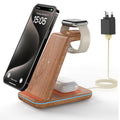 GEEKERA 3-in-1 Wireless Charging Station for iPhone & Apple Watch – Wood
