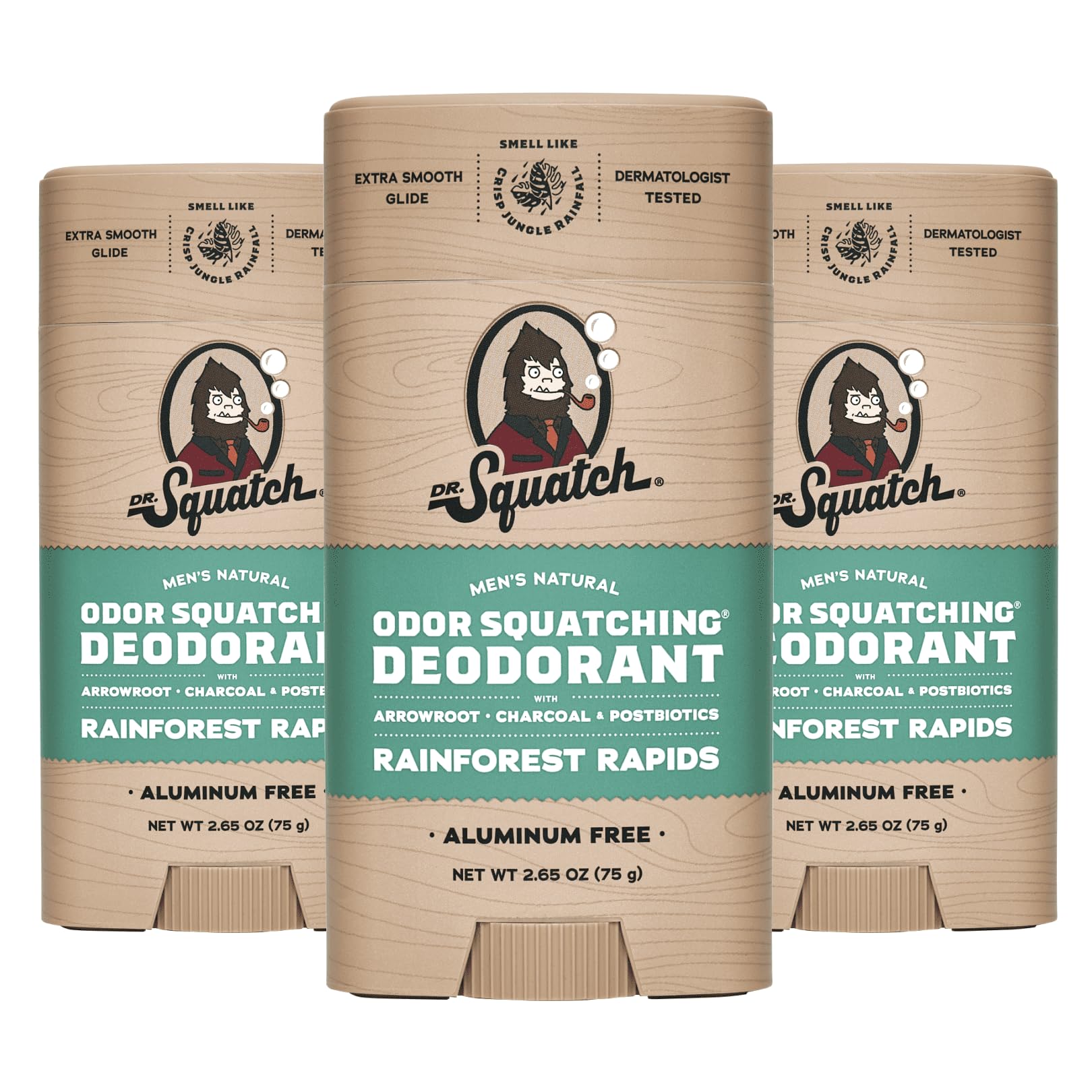 Dr. Squatch Natural Men's Deodorant - Rainforest Rapids (3-Pack)